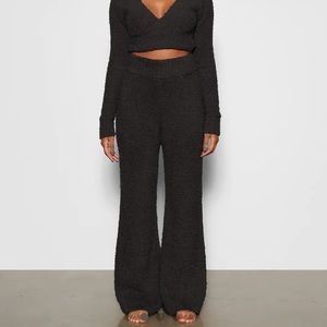 Skims Cozy Knit Pant in Onyx Size S/M
